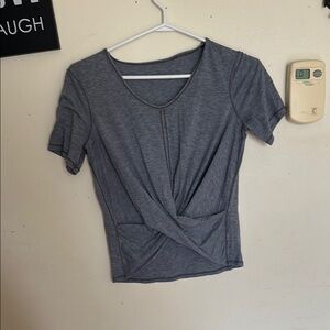lululemon athletica Heathered Gray Twist-Front Short Sleeve Top